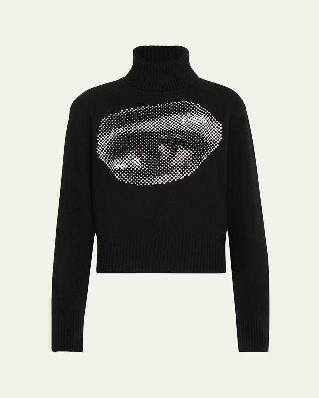 Five Senses Crystal Cropped Cashmere Turtleneck